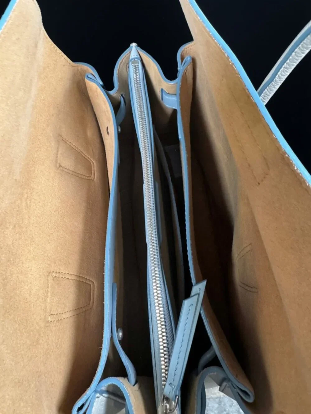 Mcm Blue Leather Medium Milla Tote
